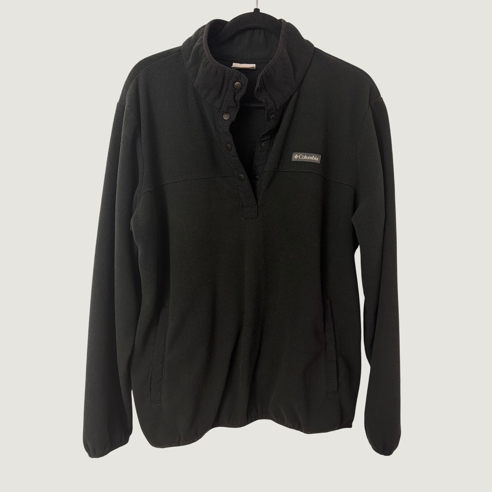 Columbia Fleece Pullover Snap Neck Sweatshirt XL4503 Women XXL Black Long Sleeve